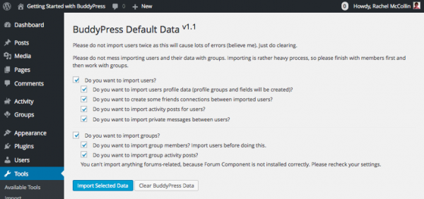 buddypress-default-data-setup