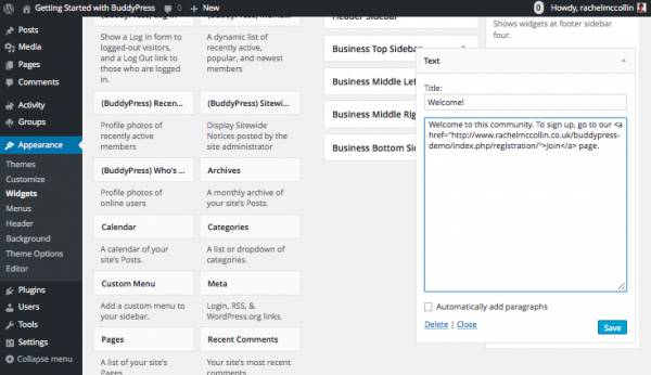 buddypress-text-widget